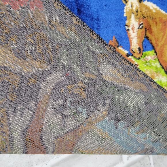 Vintage Horse and Colt Carpet Tapestry Wall Hanging, 20x40 - Picture 5 of 6